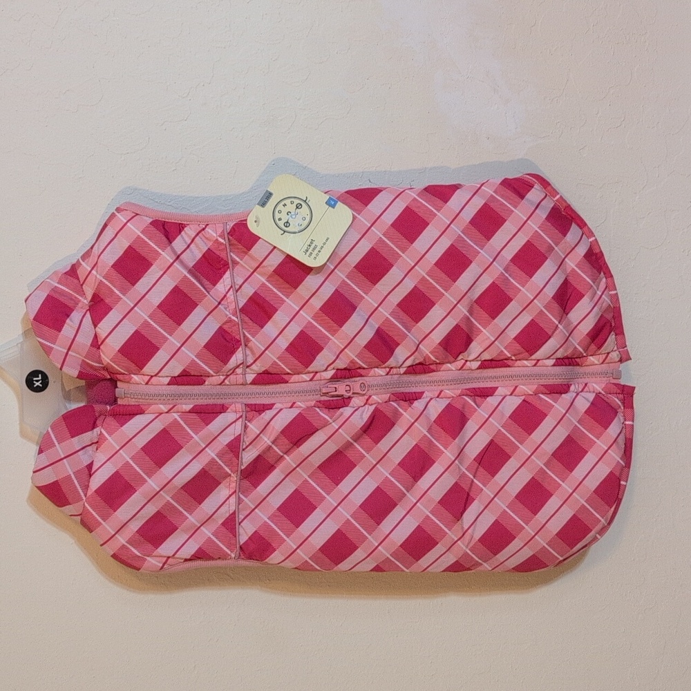 Bond & Co Pink Plaid Dog Jacket NWT